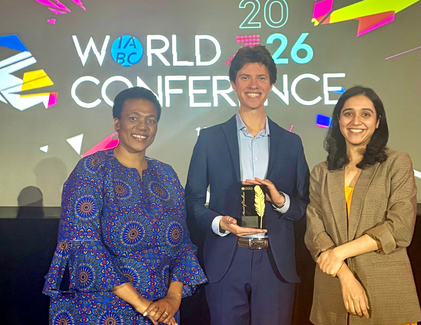 Petronilla Ndebele, Artem Perederii, and Minal Nanda at Gold Quill Award Reception